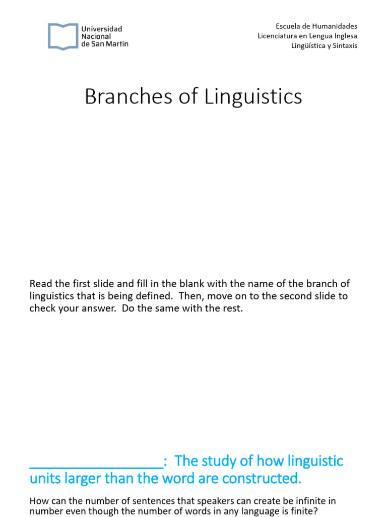 Overview of Linguistics Branches | PDF | English Language | Semantics