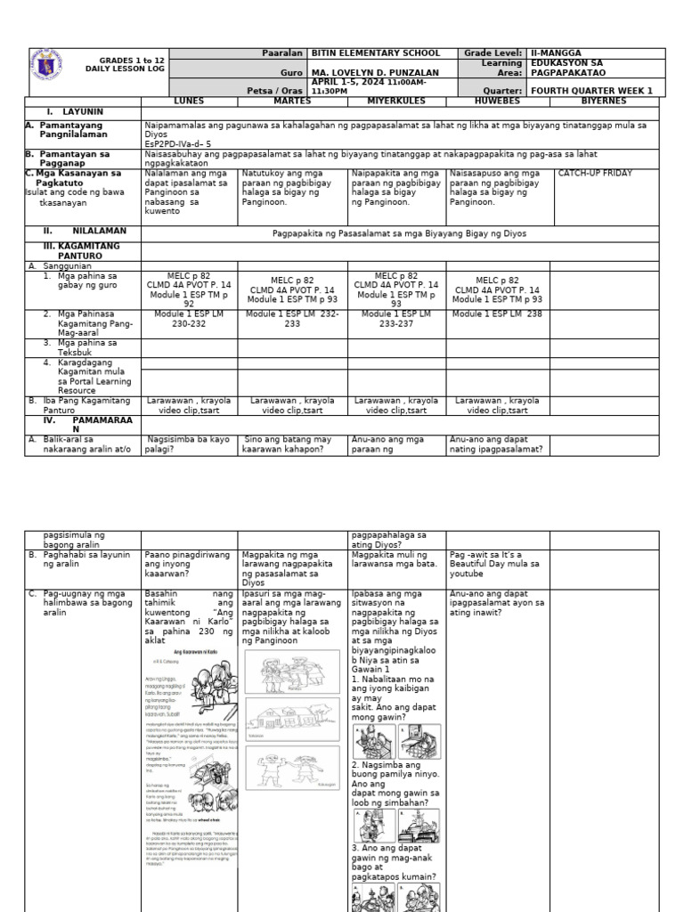 DLL Q4 Esp Week 1 | PDF