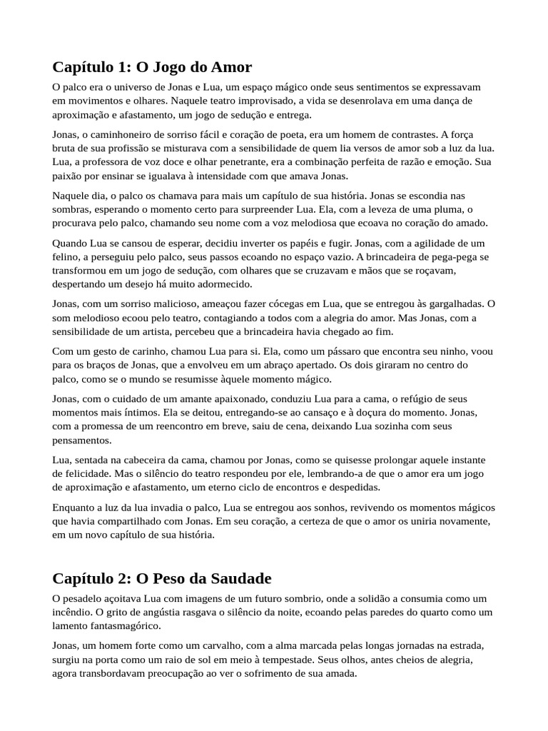 O Jogo do Amor e a Saudade | PDF | Amor | Jonas