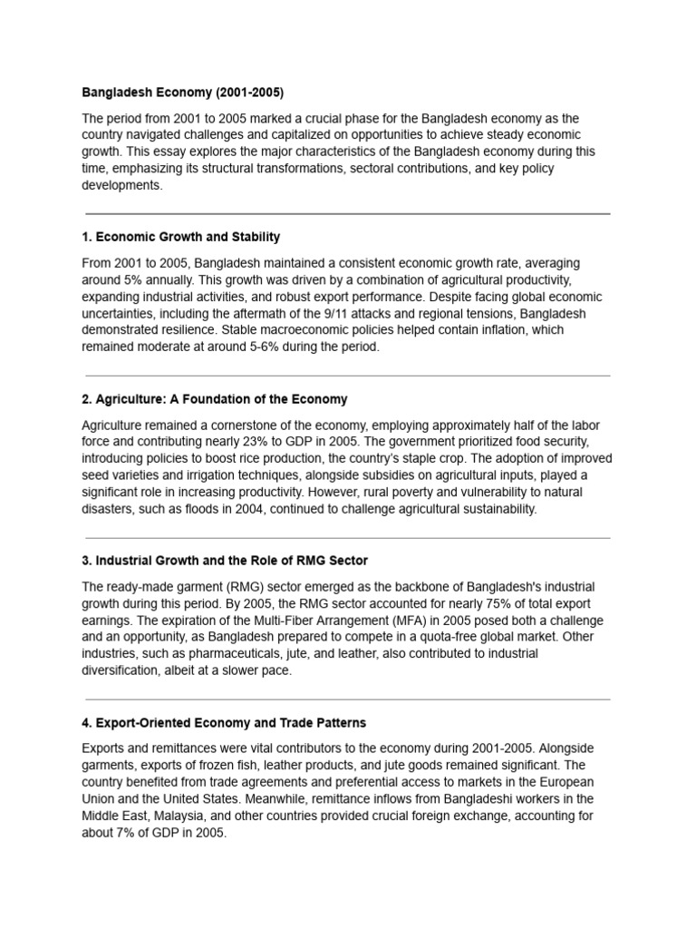 Bangladesh Economy Overview (2001-2005) | PDF | Economic Growth ...