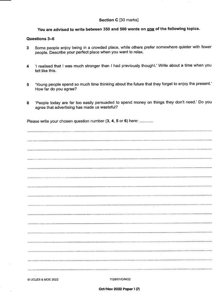 2022 P1C Questions | PDF