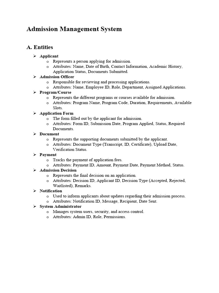 Admission Management System Overview | PDF | Information Technology ...