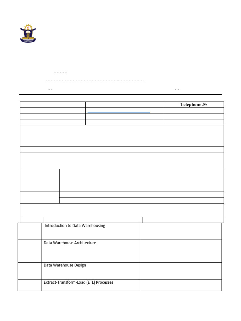 Data Warehousing Course Syllabus | PDF | Data Warehouse | Business ...