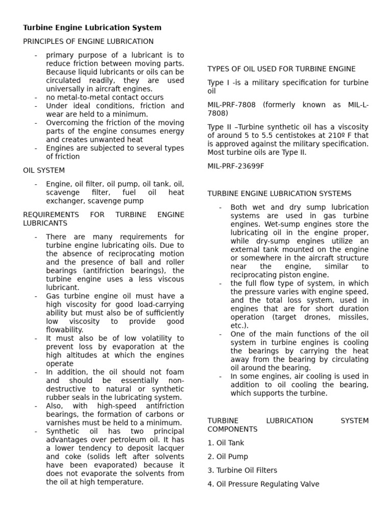 Turbine Engine Lubrication Overview | PDF | Pump | Motor Oil