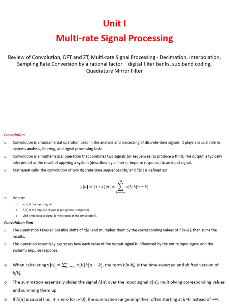 Multi-rate Signal Processing Overview | PDF | Convolution | Discrete ...