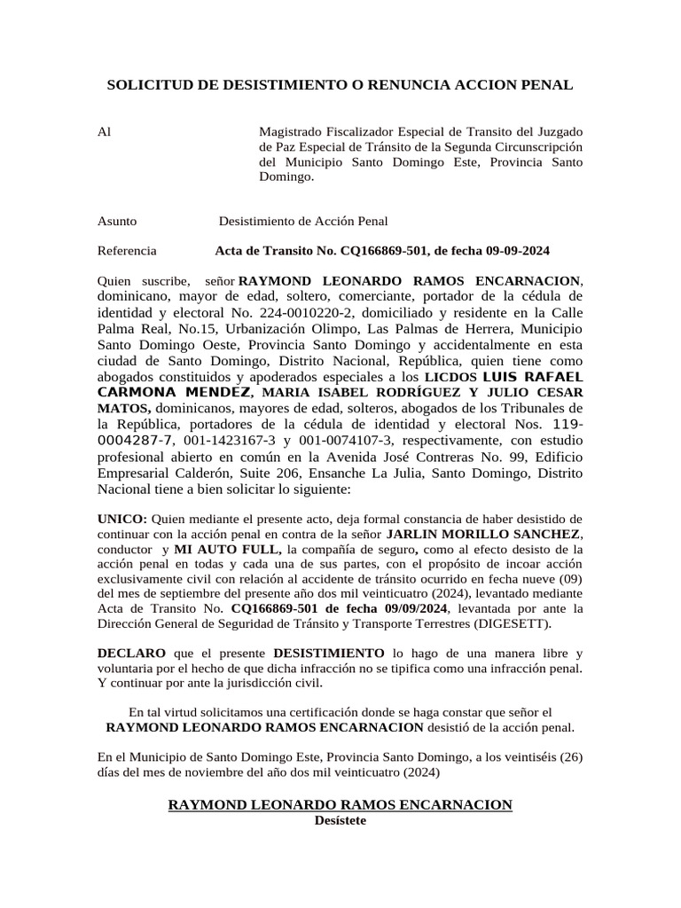 Desistimiento de Acción Penal en Tránsito | PDF | Gobierno