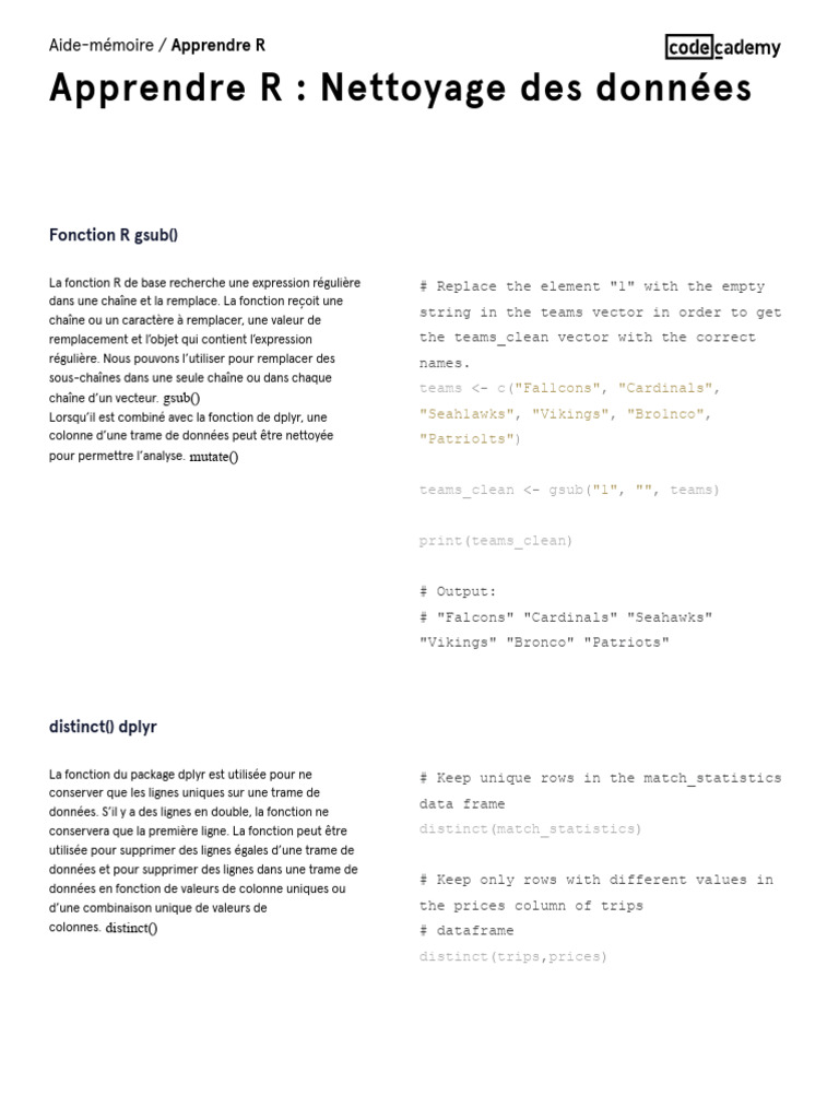Nettoyage des données avec R | PDF