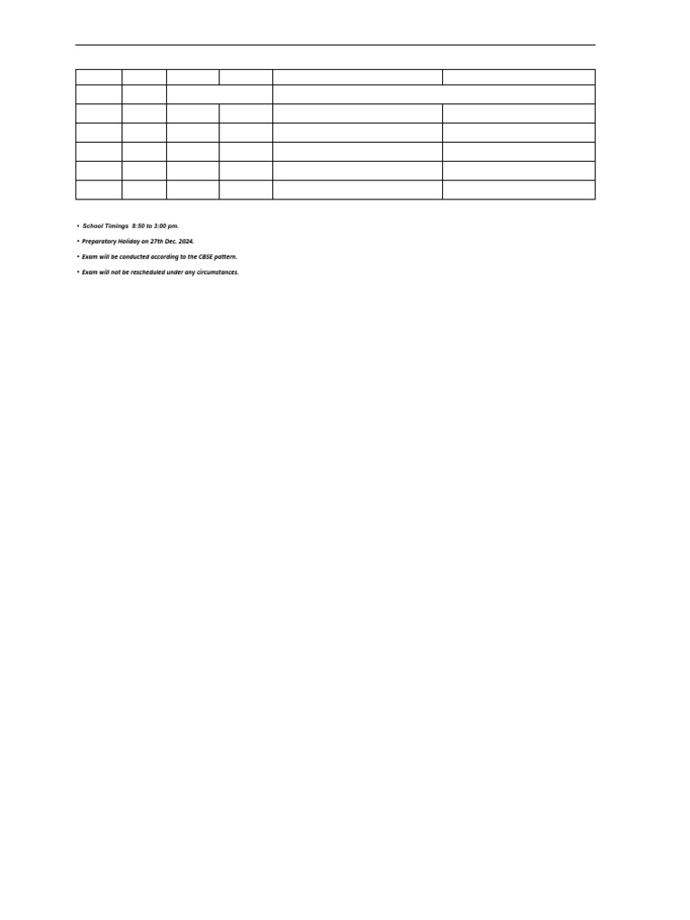 Pre-Board Exam Schedule December 2024 | PDF