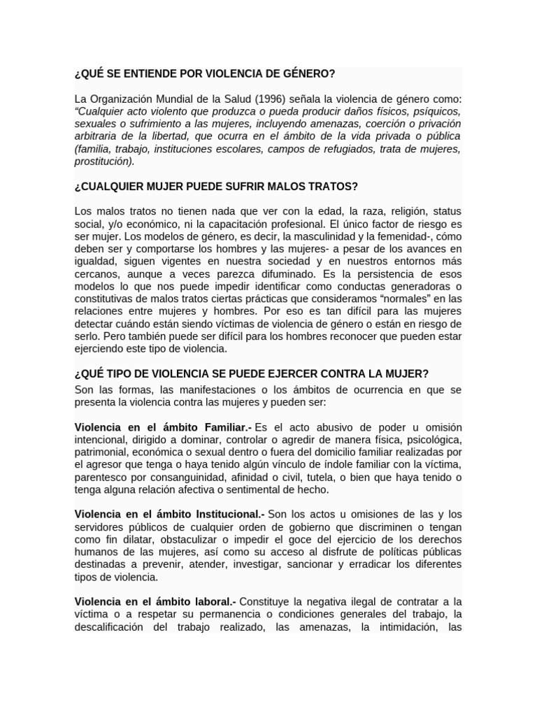 VIOLENCIA DE GÉNERO | PDF | Violencia | La violencia contra las mujeres