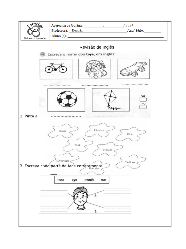 Revisao Inglês 1 Ano | PDF