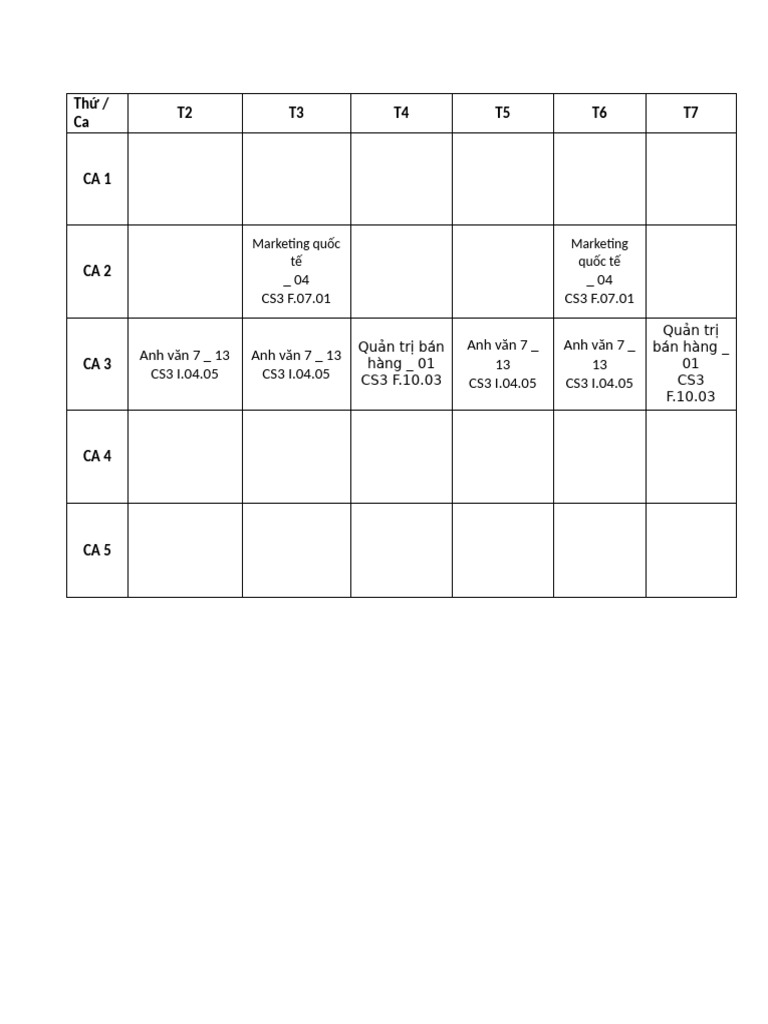 TH / Ca T2 T3 T4 T5 T6 T7: - 04 CS3 F.07.01 - 04 CS3 F.07.01 Anh Văn 7 ...