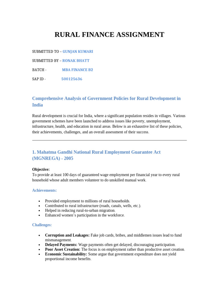 Rural Development Policies | PDF | Economies