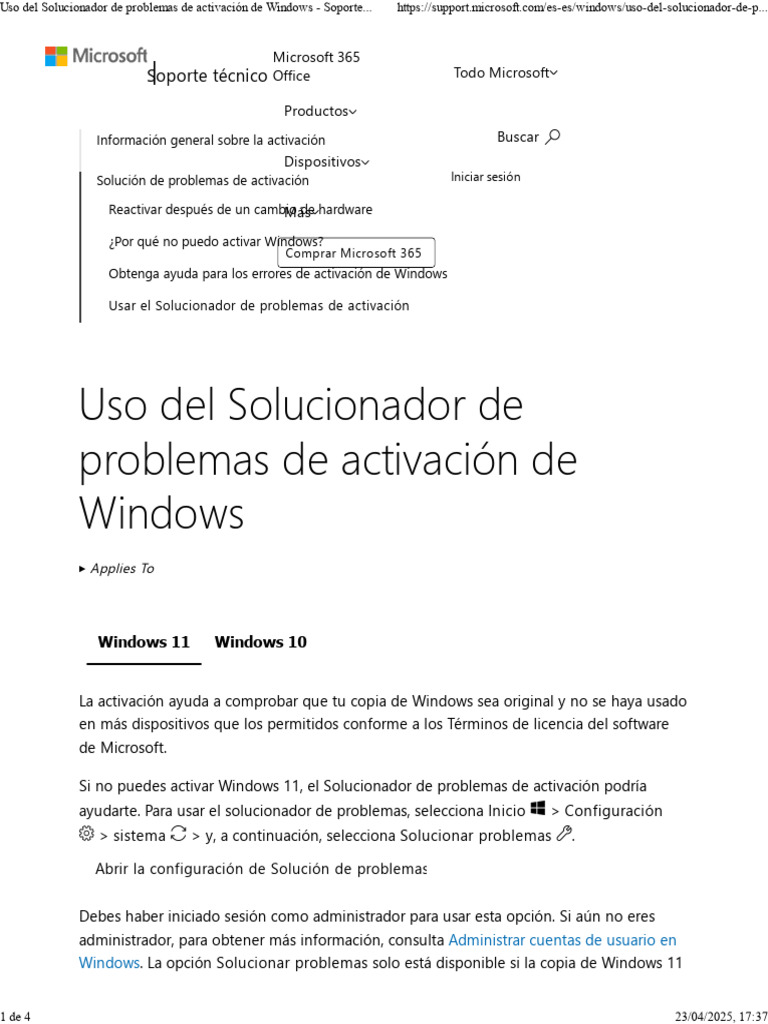 Solucionador de problemas de activación Windows | PDF | Microsoft ...