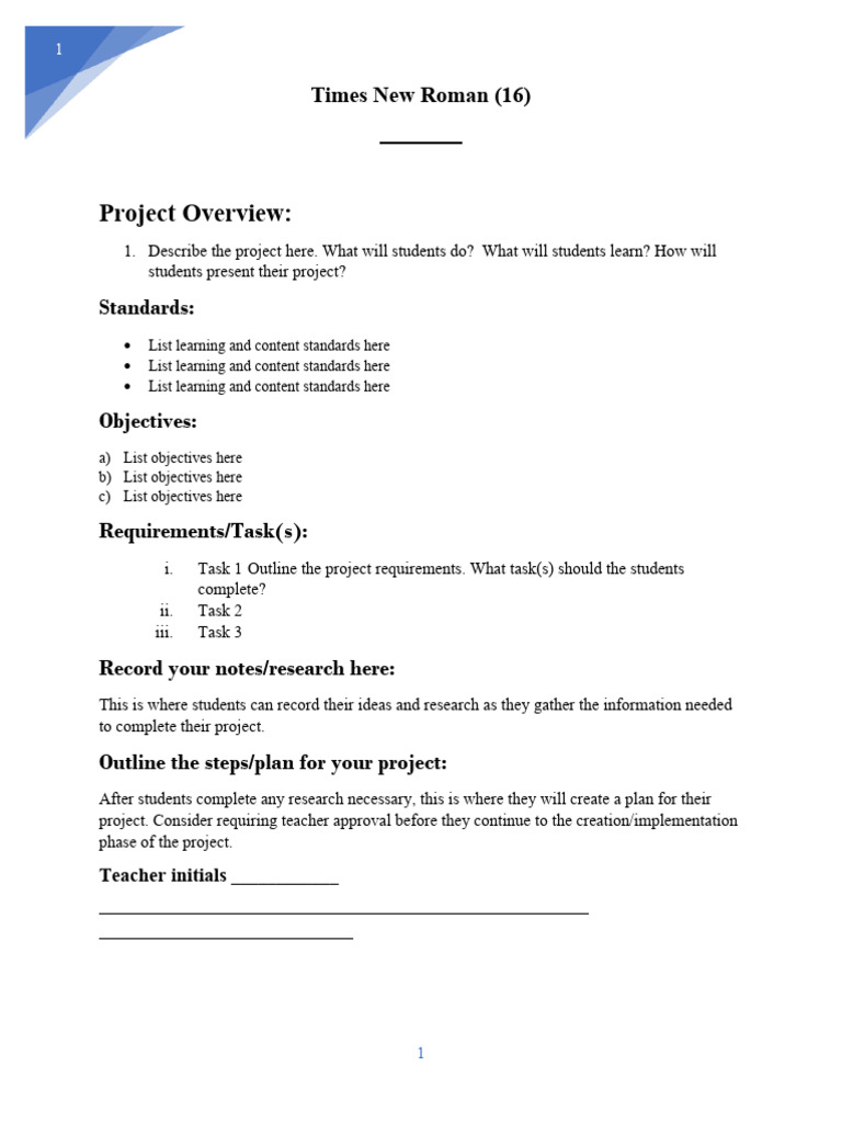 Student Project Planning Guide | PDF