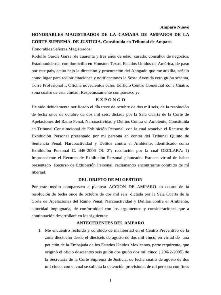 Acción de Amparo por Extradición | PDF | Judicaturas | Habeas corpus