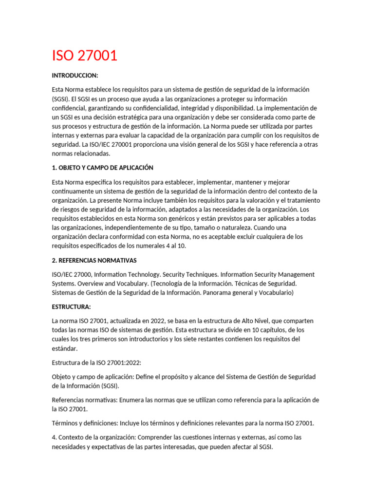 Requisitos de la Norma ISO 27001 | PDF | Seguridad de información | La ...