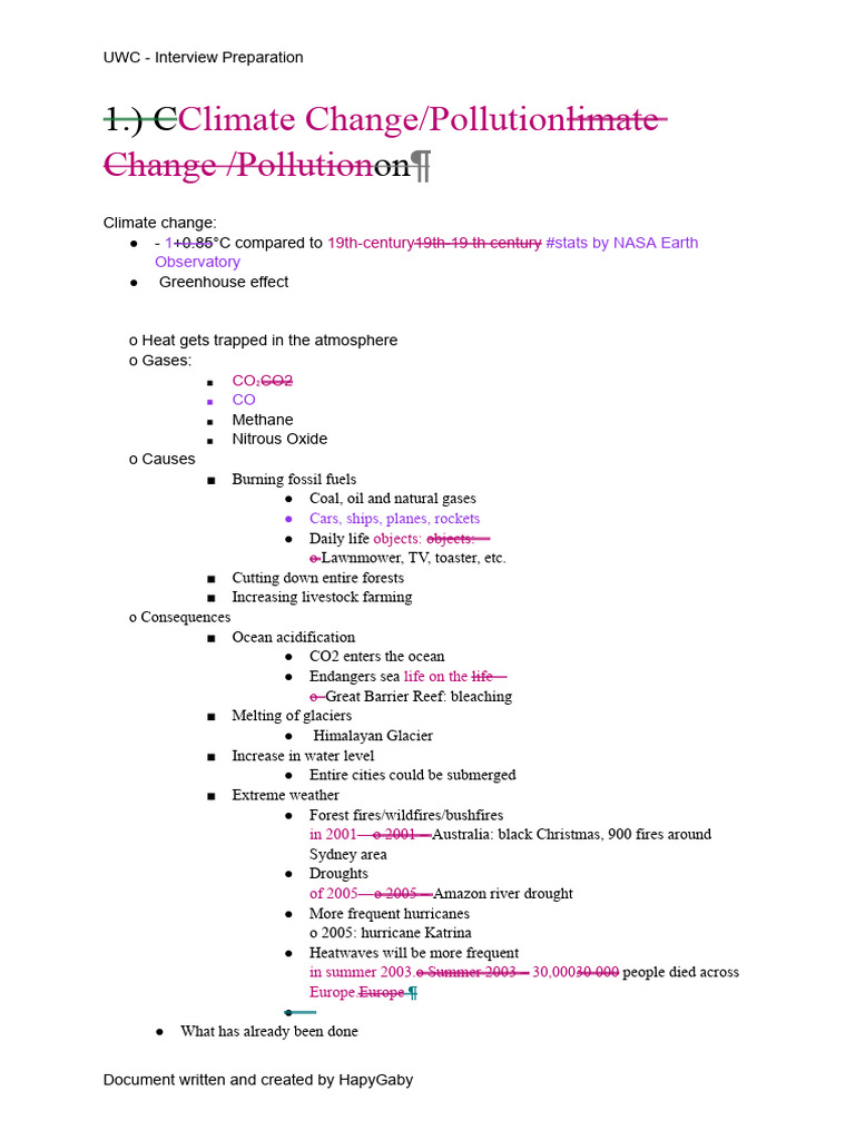 UWC Climate Change Interview Guide | PDF | Climate Change | Natural ...