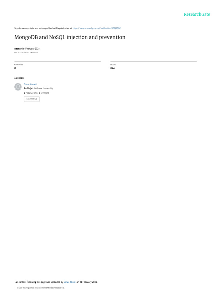 MongoDB_and_NoSQL_injection_and_prevention | PDF | No Sql | Security