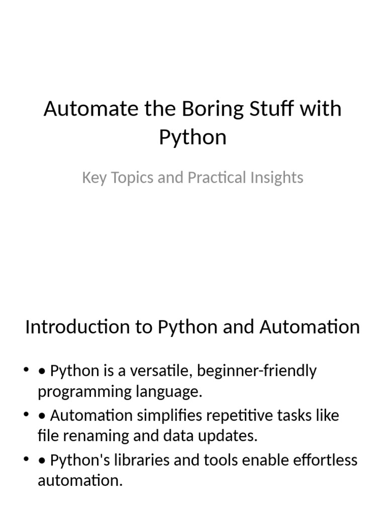 Automate Boring Stuff Presentation | PDF