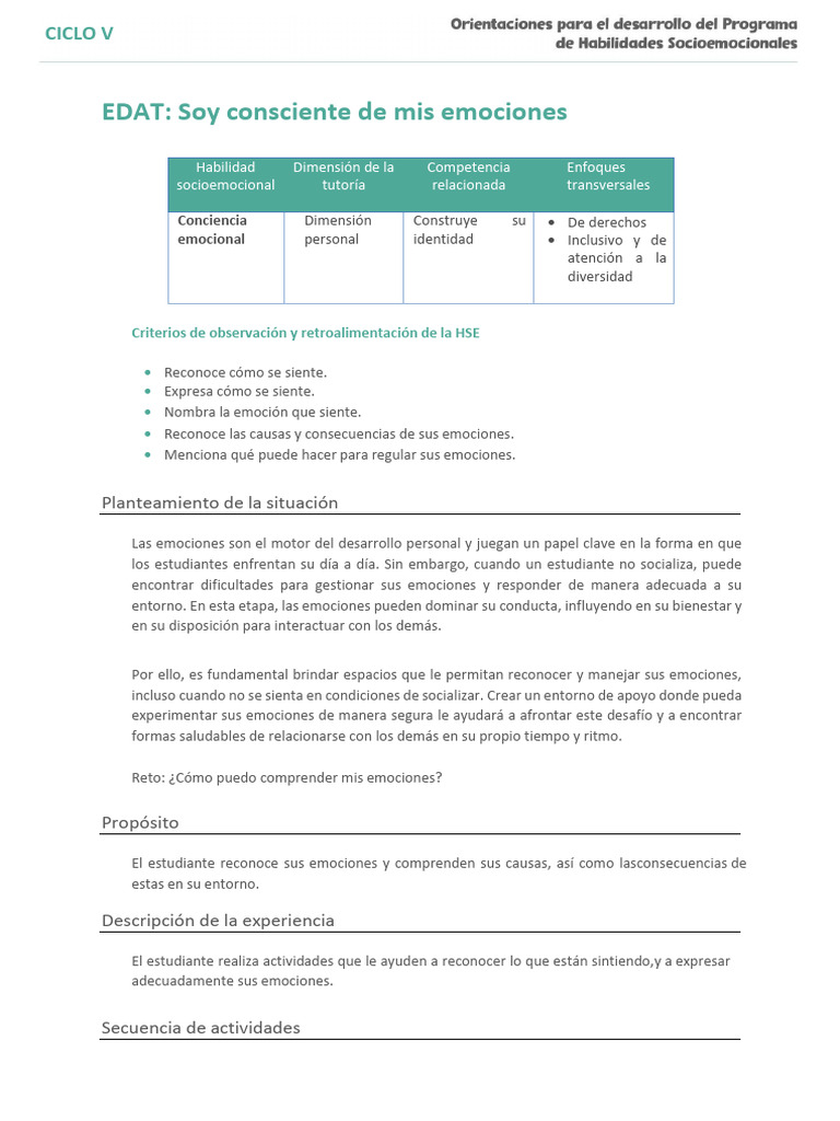 PA_SOY CONSCIENTE DE MIS EMOCIONES (1) (1) (1) | PDF | Las emociones ...