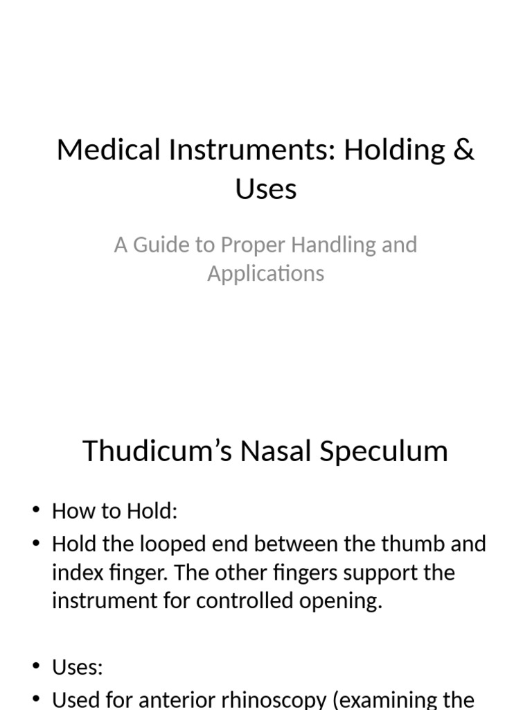 Medical Instruments Holding and Uses | PDF