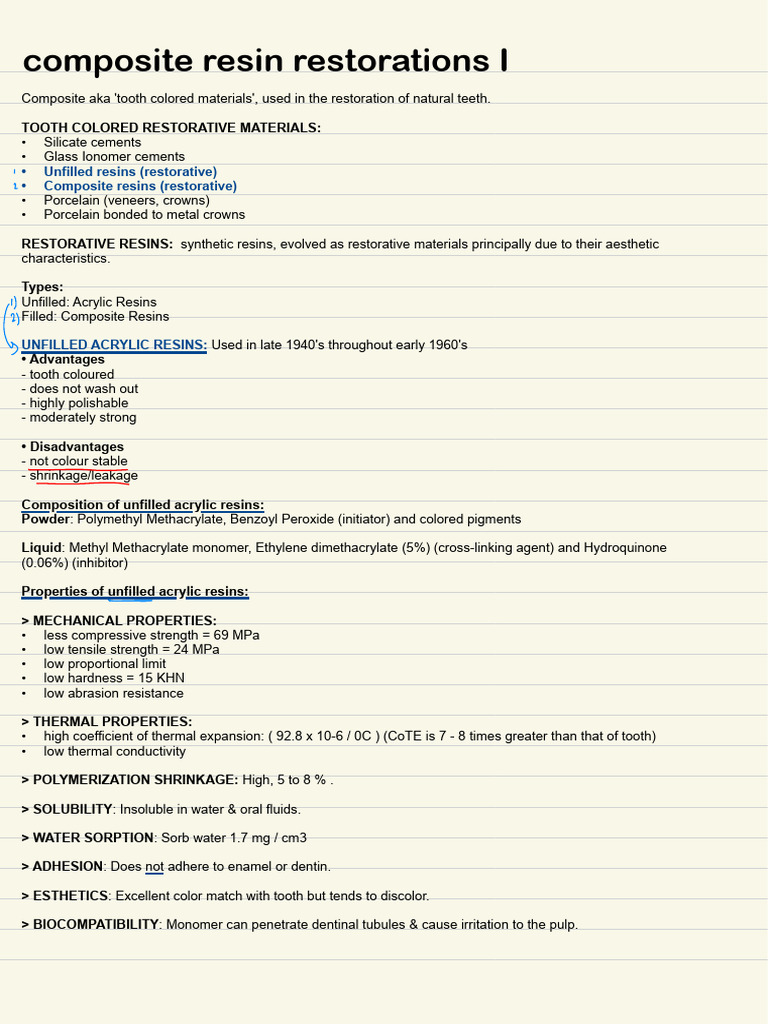 Composite Resin Restoration Overview | PDF | Dental Composite ...