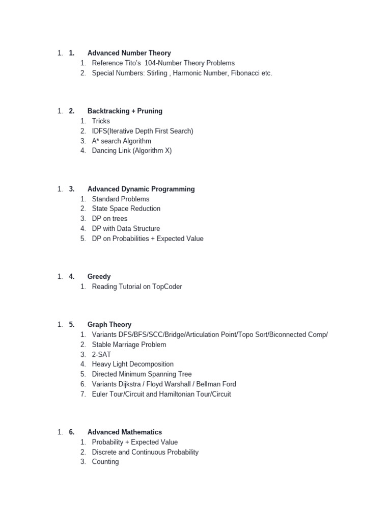 Syllabus of Advanced Training | PDF | Combinatorics | Mathematical ...