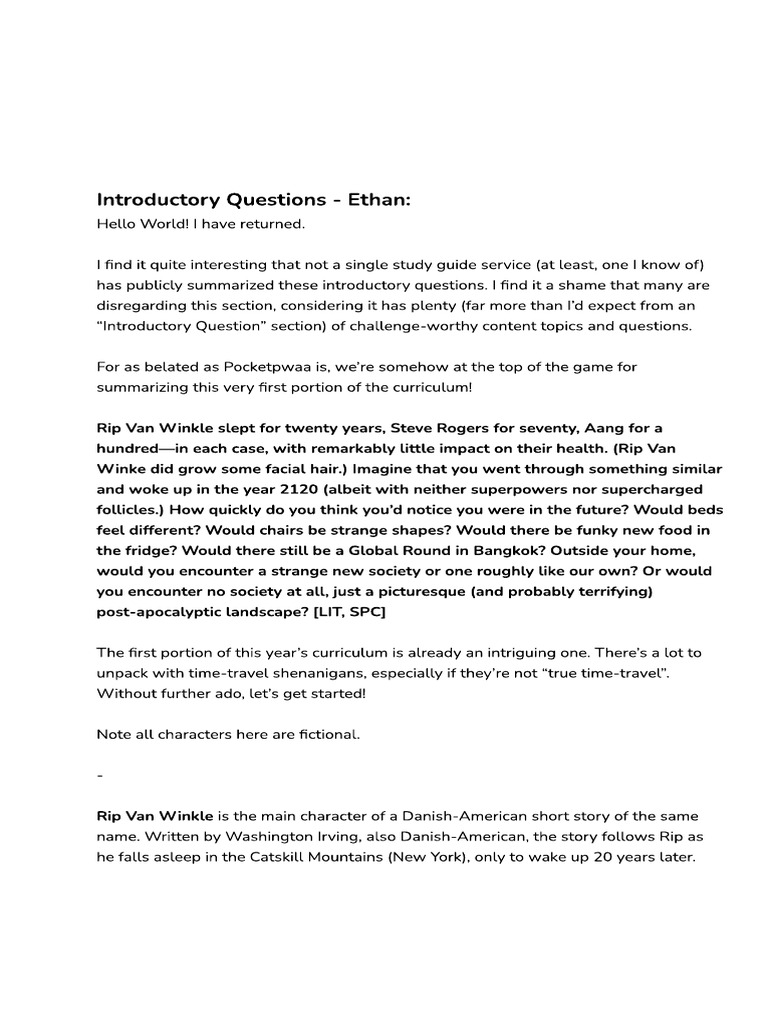 Introductry Questions WSC 2025 | PDF