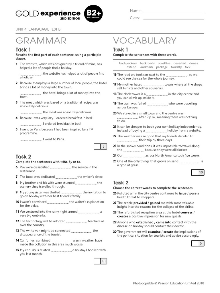 Gold Exp B2P U4 Lang Test B | PDF
