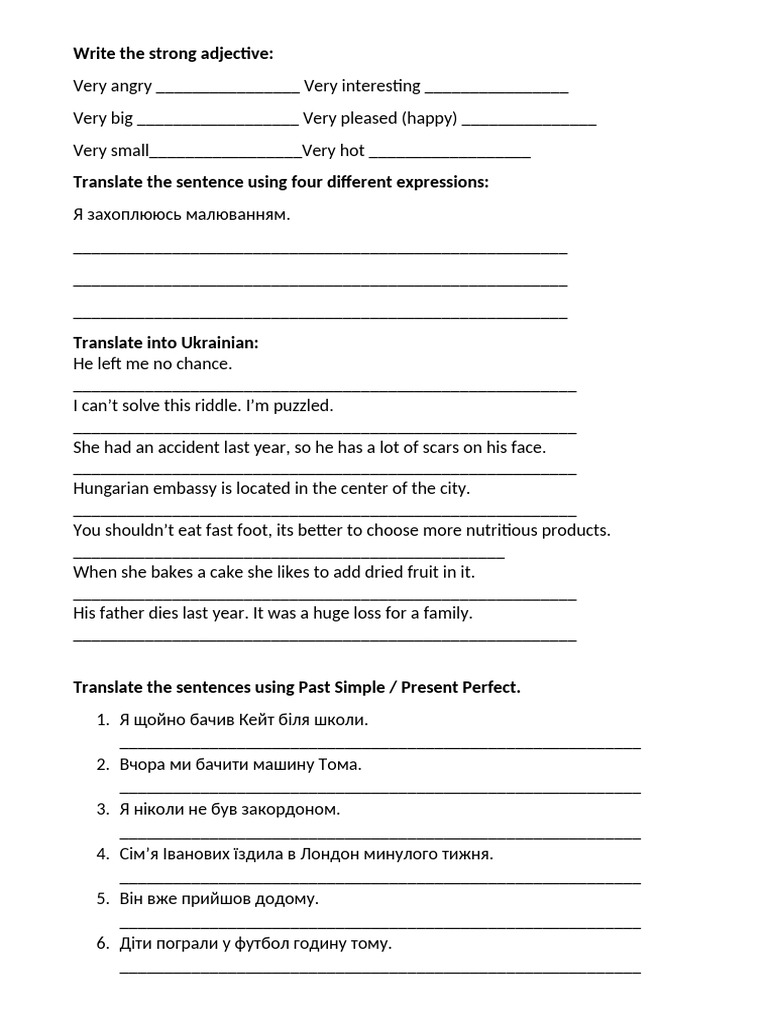 English Language Translation Exercises | PDF | Linguistics | Grammar