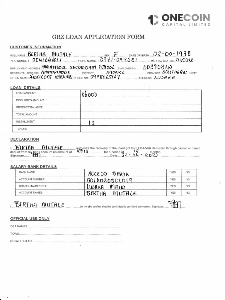 Employee Loan Application Form | PDF