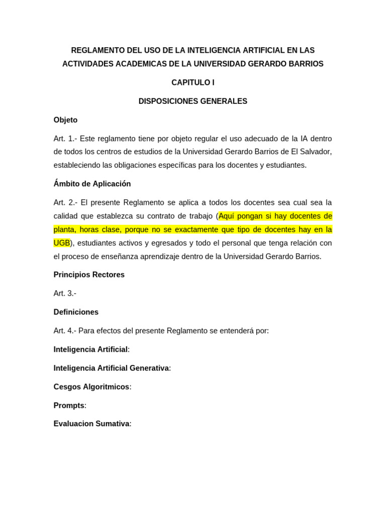 Reglamento Del Uso de La Inteligencia Artificial en Las Actividades ...