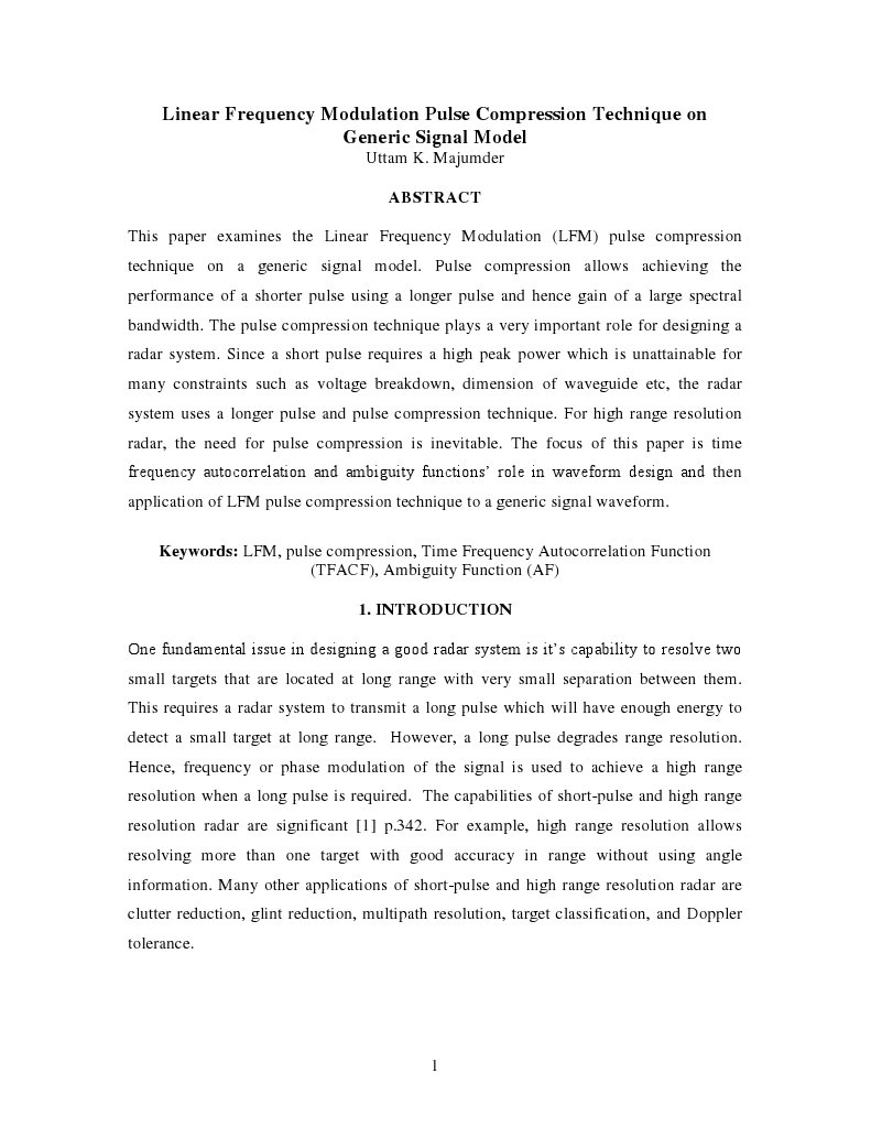 LFM Pulse Compression in Radar Systems | PDF | Radar ...