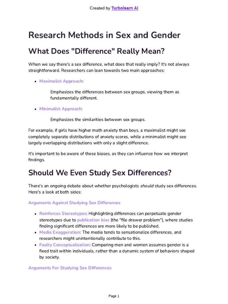 Understanding Sex Differences Research | PDF | Effect Size | Experiment