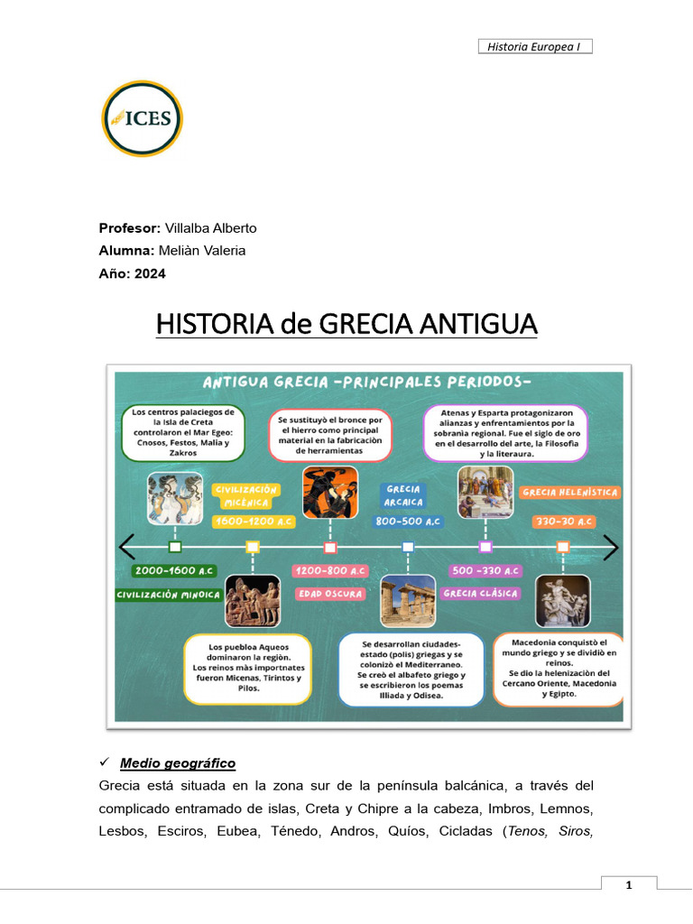 Historia de Grecia Antigua y su Cultura | PDF | Grecia micénica | Edad ...
