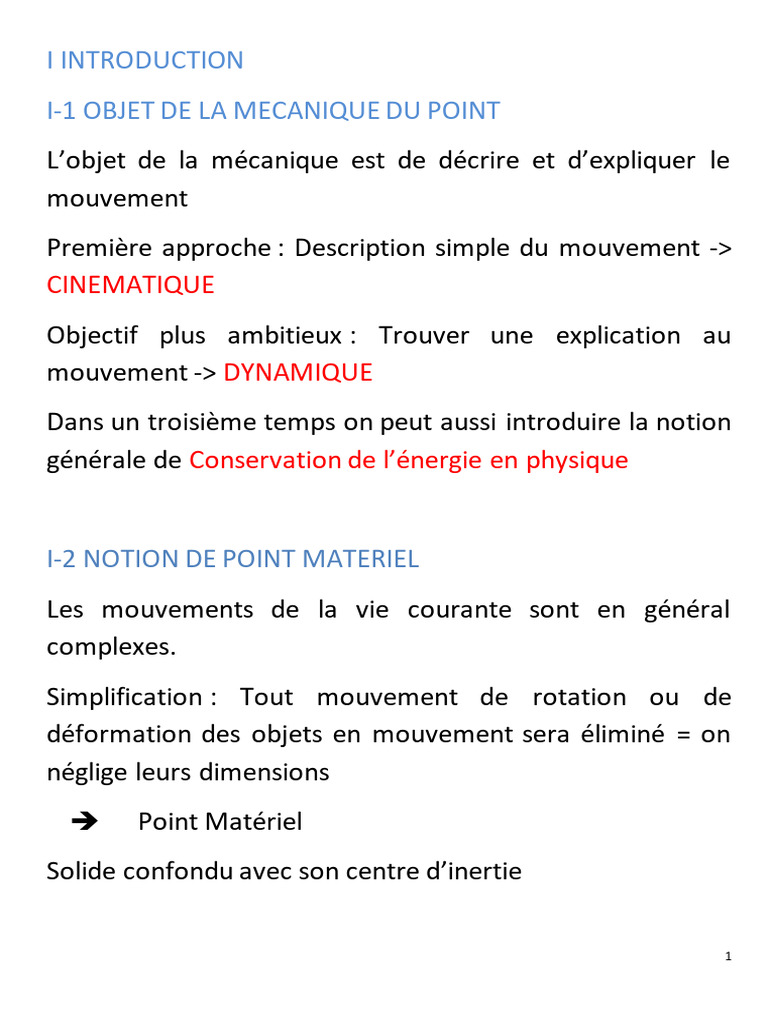 Mécanique du point : cinématique et dynamique | PDF | Mouvement de ...