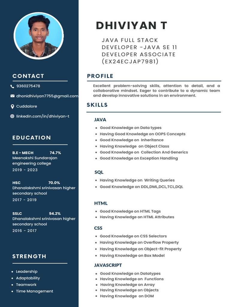 Java Full Stack Developer Profile | PDF | Java (Programming Language ...