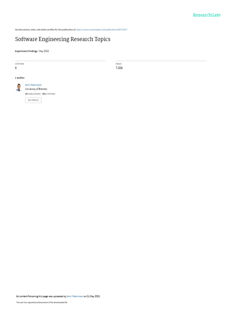 Software Engineering Research Topics | PDF | Software | Software ...