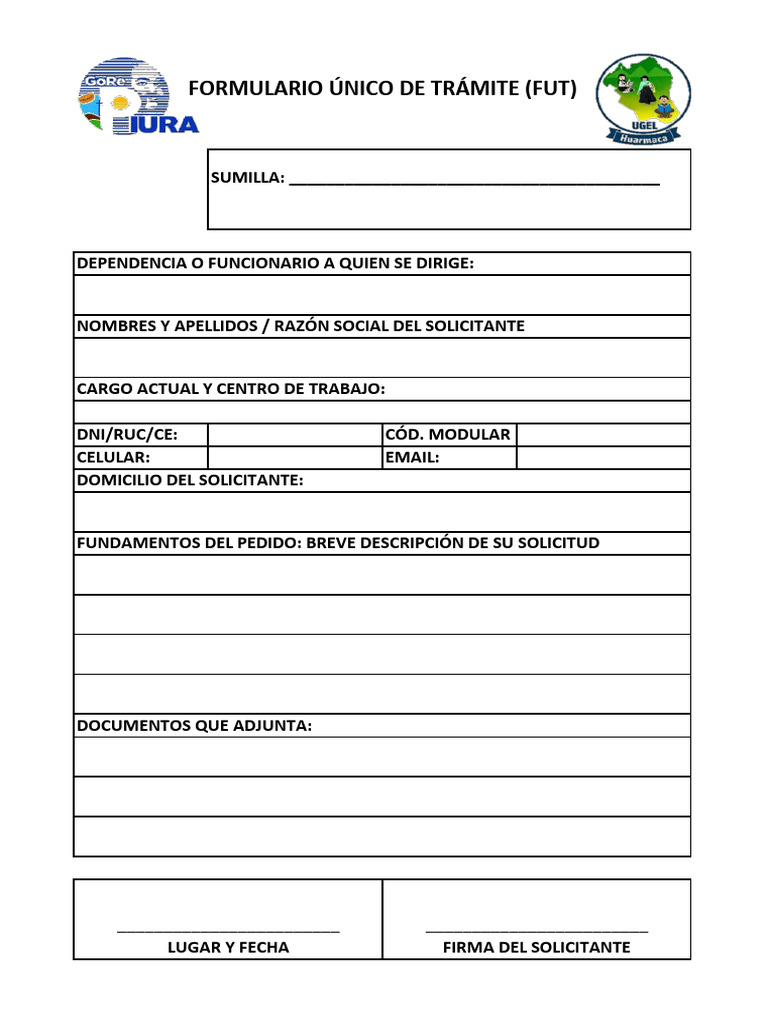 Formulario Único de Trámite - Cajamarca | PDF