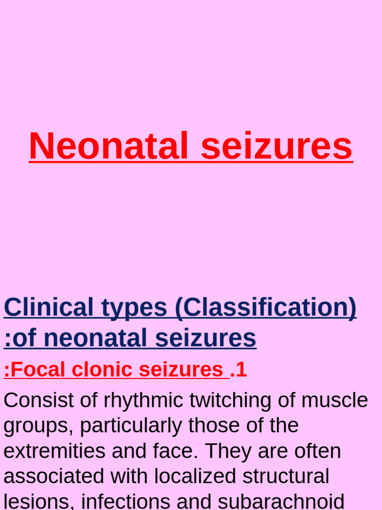 Types and Causes of Neonatal Seizures | PDF | Medical Specialties ...