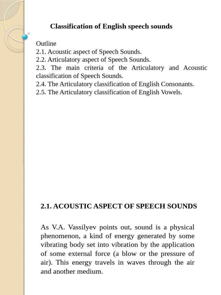 Classification of English Speech Sounds | PDF | Vowel | Sound