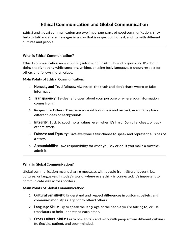 Ethical and Global Communication Insights | PDF | Communication | Cross ...