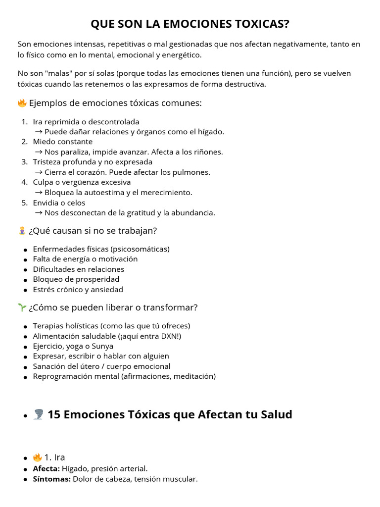 Emociones Tóxicas y su Impacto Saludable | PDF | Las emociones | Ansiedad