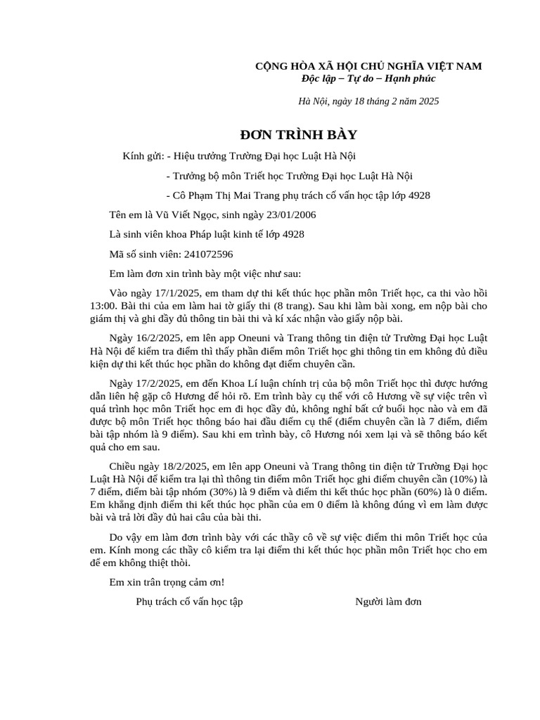 Đơn Trình Bày | PDF