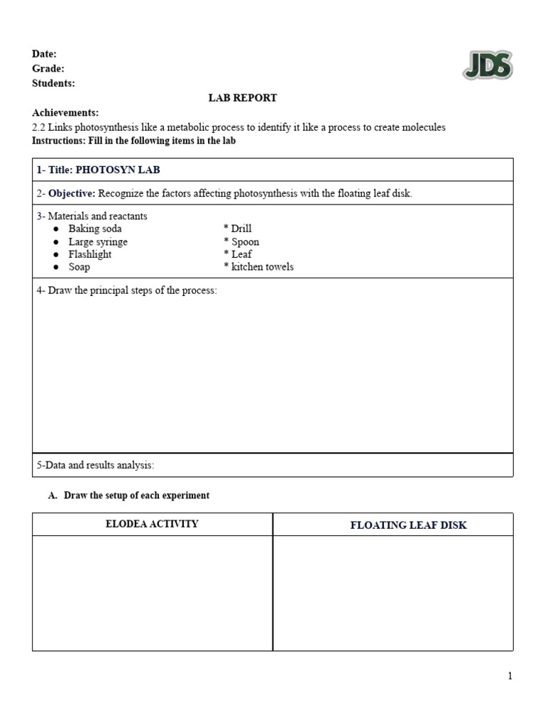 Lab+Report+7th+grade+1Tdocx 250312 201720 | PDF | Photosynthesis