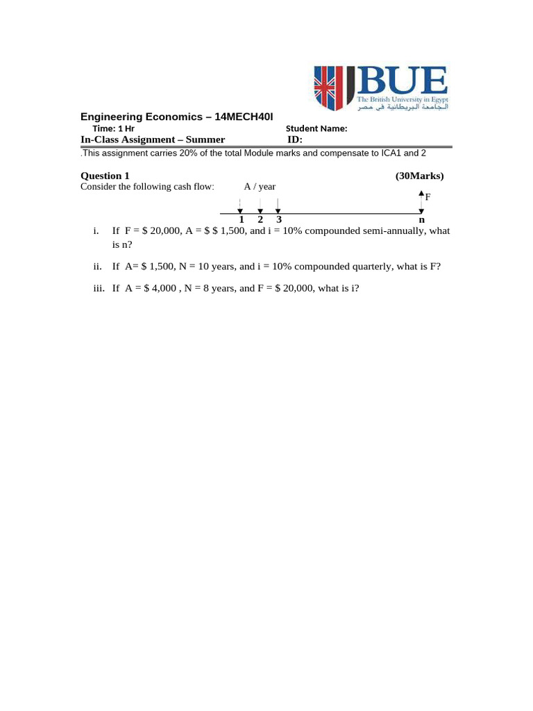 Engineering Economics Assignment Questions | PDF