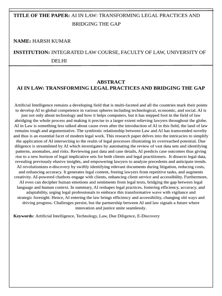AI's Impact on Legal Practices | PDF | Artificial Intelligence ...