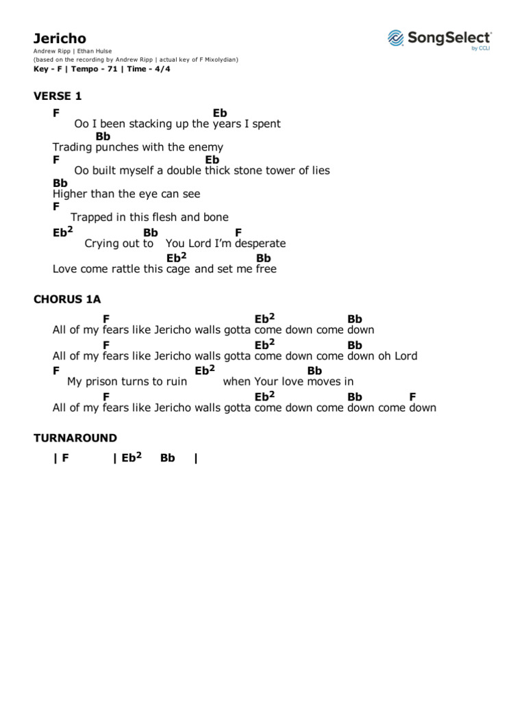 Jericho Lyrics and Chords by Andrew Ripp | PDF