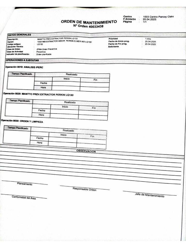 Documento 3 orden de mantenimiento | PDF