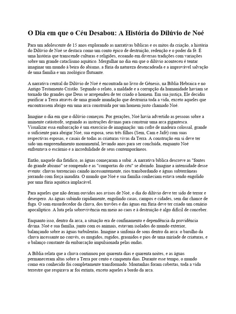 Comportas do Céu: O Dilúvio de Noé | PDF | Mito do Dilúvio | Noé